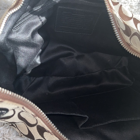 Stunning Coach Signature Beige and Brown Canvas and Leather Hobo Boat Bag - Picture 13 of 14